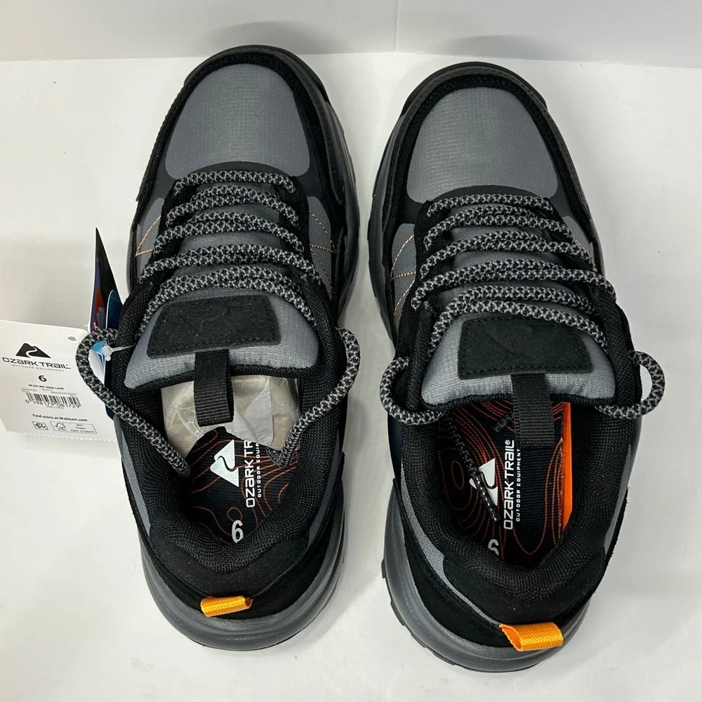 Ozark Trail Men WP Hike Low Black‎ Grey Waterproof Hiking Shoes  Men's Size 6